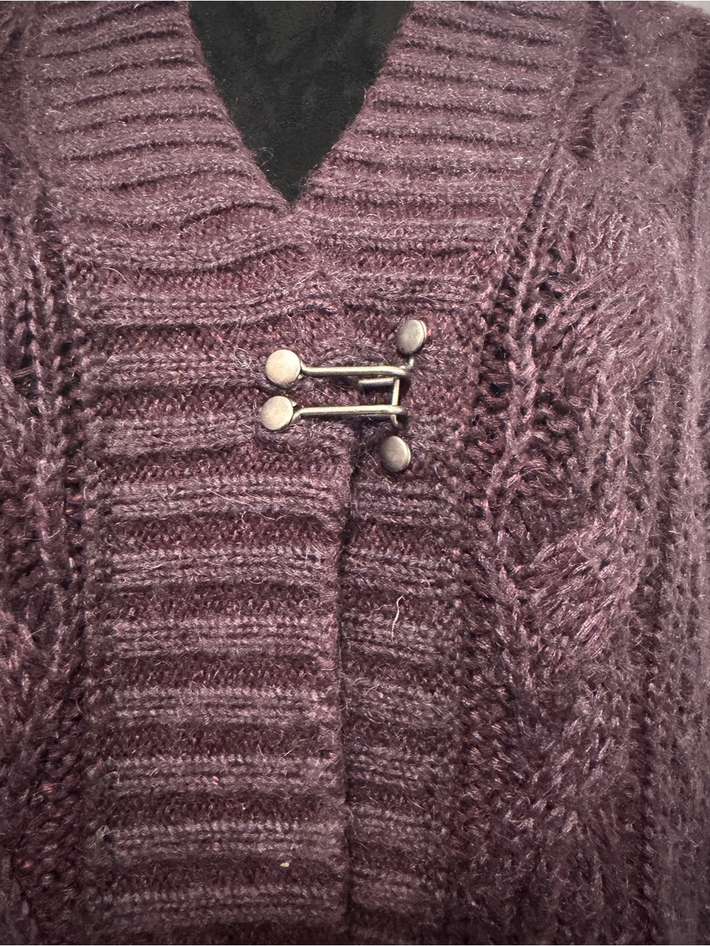 All Saints Spitalfields Cable Knit Cardigan Sweater Plum - Picture 6 of 9